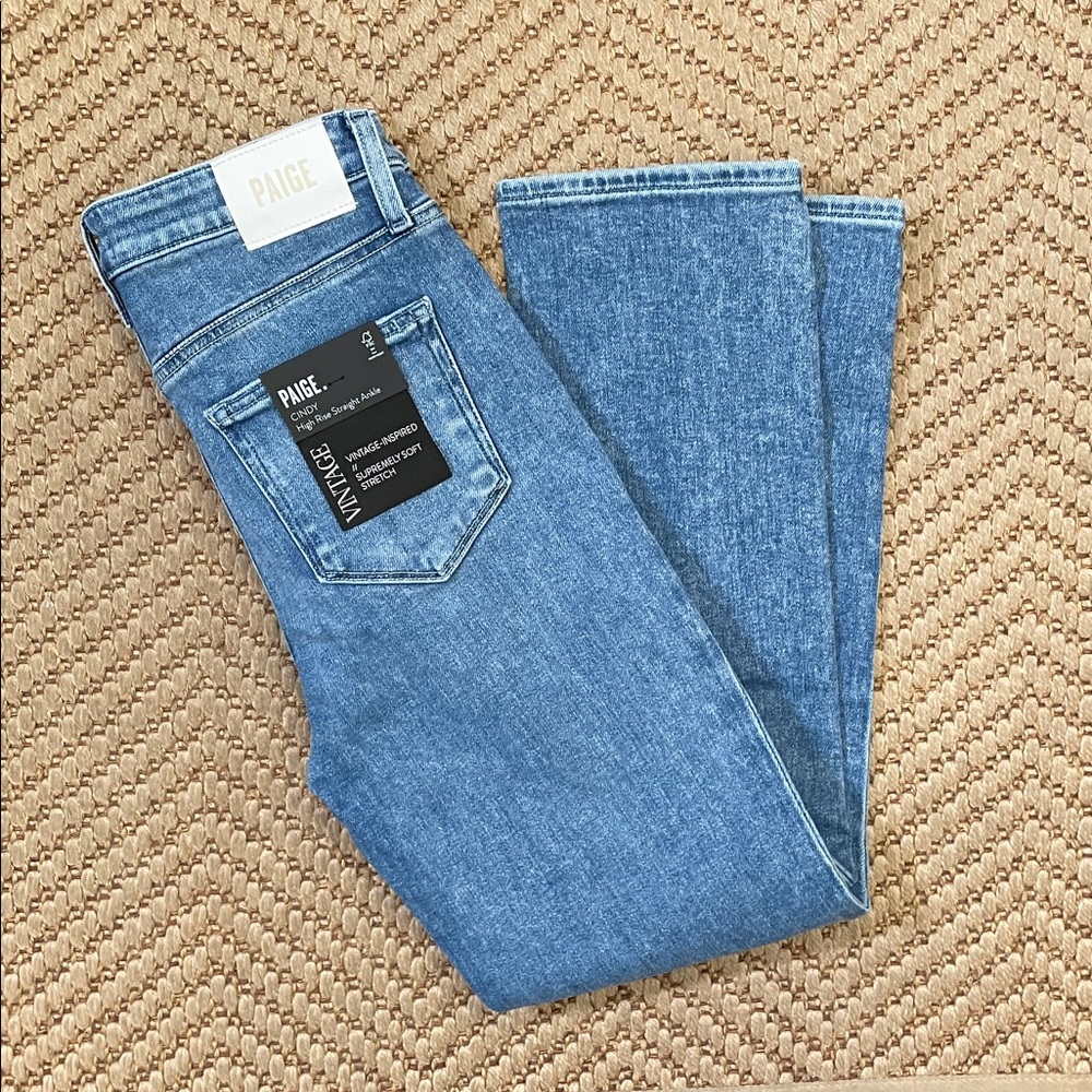 PAIGE CINDY - Straight Legged Denim Jeans Blue 28